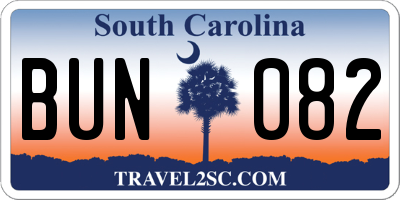 SC license plate BUN082