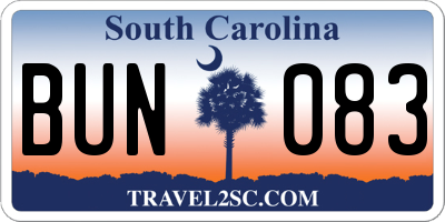 SC license plate BUN083