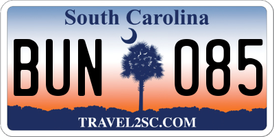 SC license plate BUN085