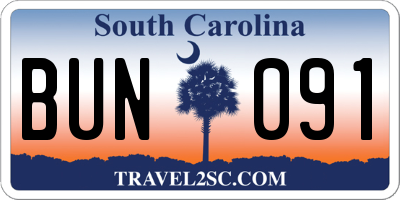 SC license plate BUN091