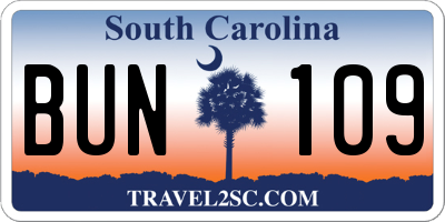 SC license plate BUN109
