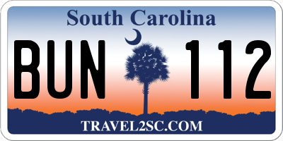 SC license plate BUN112