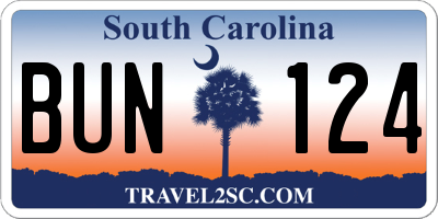 SC license plate BUN124