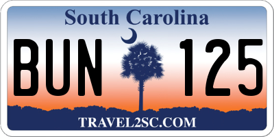 SC license plate BUN125