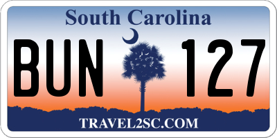 SC license plate BUN127