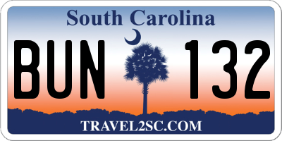 SC license plate BUN132