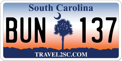 SC license plate BUN137
