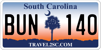 SC license plate BUN140