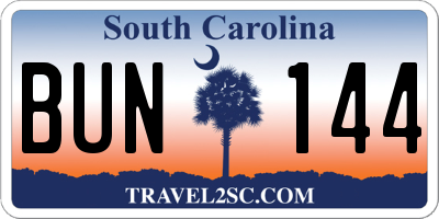 SC license plate BUN144