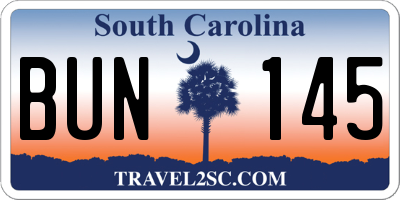 SC license plate BUN145