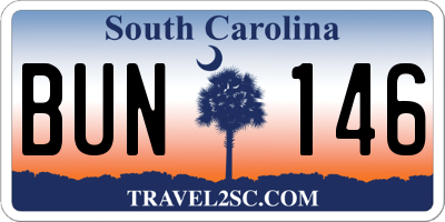 SC license plate BUN146