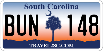 SC license plate BUN148