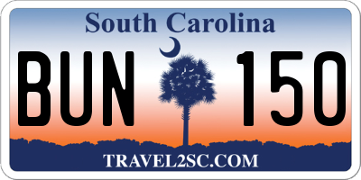 SC license plate BUN150