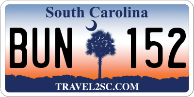 SC license plate BUN152