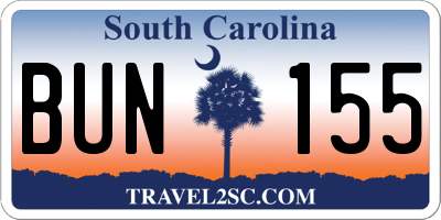 SC license plate BUN155