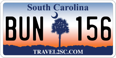 SC license plate BUN156