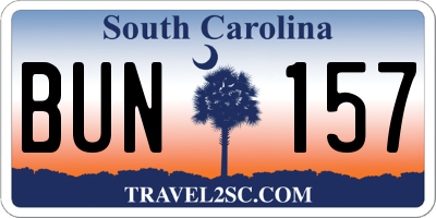 SC license plate BUN157