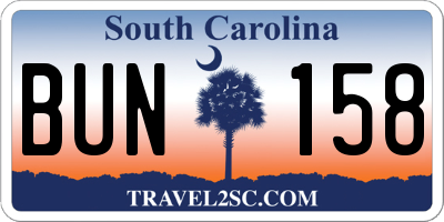 SC license plate BUN158