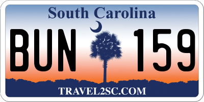 SC license plate BUN159
