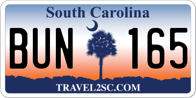 SC license plate BUN165