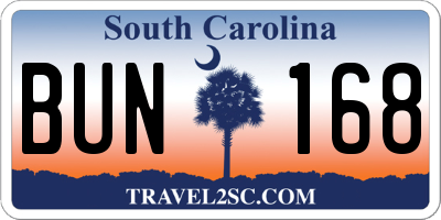 SC license plate BUN168