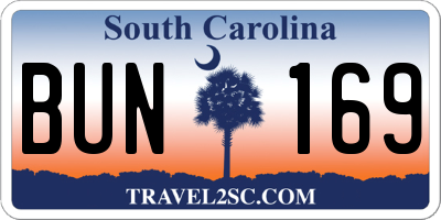 SC license plate BUN169