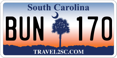 SC license plate BUN170