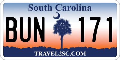 SC license plate BUN171