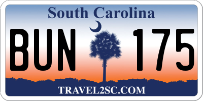 SC license plate BUN175