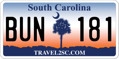 SC license plate BUN181