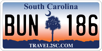 SC license plate BUN186