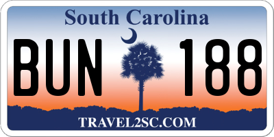 SC license plate BUN188