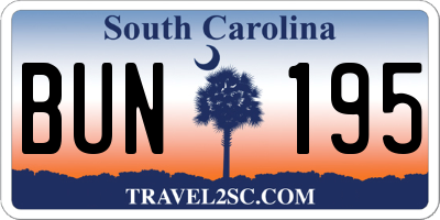 SC license plate BUN195