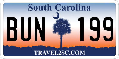 SC license plate BUN199