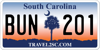 SC license plate BUN201