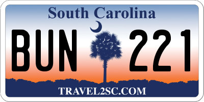 SC license plate BUN221