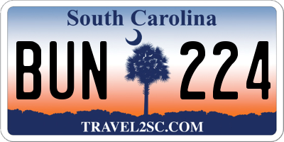 SC license plate BUN224