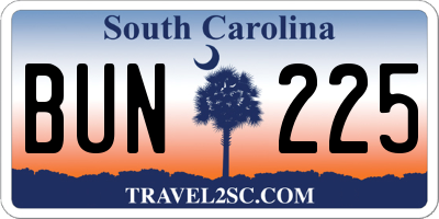 SC license plate BUN225