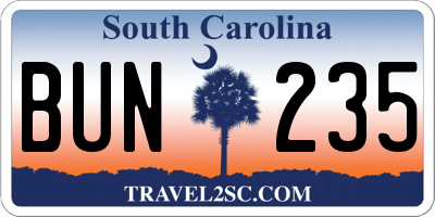 SC license plate BUN235