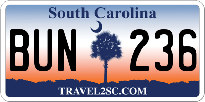 SC license plate BUN236