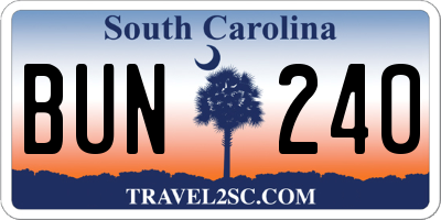SC license plate BUN240