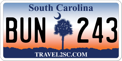 SC license plate BUN243