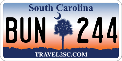 SC license plate BUN244