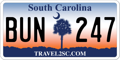 SC license plate BUN247
