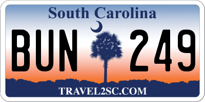 SC license plate BUN249