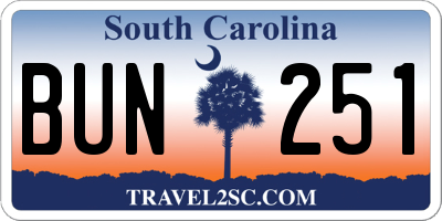 SC license plate BUN251