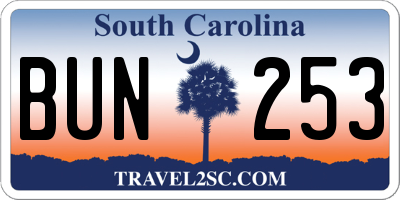 SC license plate BUN253