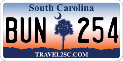 SC license plate BUN254