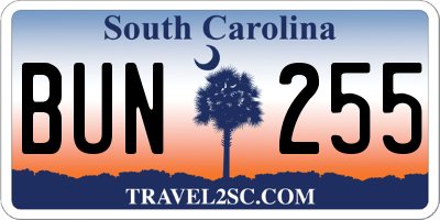 SC license plate BUN255