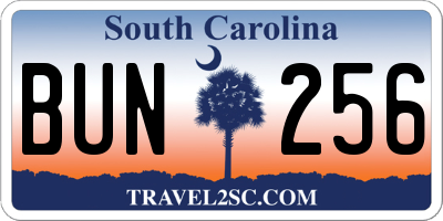 SC license plate BUN256